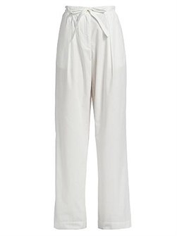 Укороченные широкие брюки из стрейч-поплина с завязкой на талии и карманами от Proenza Schouler White Label 11011929