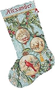 Набор для вышивания рождественского чулка Dimensions Enchanted Ornament, 16 см, включает нити и инструкции для персонализации 11241465