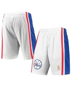 Mitchell &amp, Ness Мужские белые сетчатые шорты Philadelphia 76ers 1996-97 Hardwood Classics Swingman с эластичным поясом 11224711