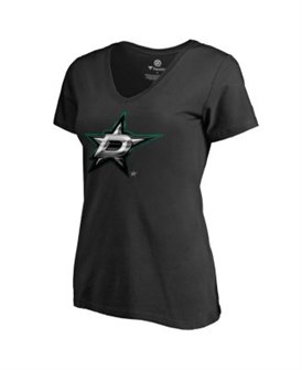 Fanatics Mto Label Женская чёрная футболка с V-образным вырезом и логотипом Dallas Stars от Fanatics, 100% хлопок 11222531
