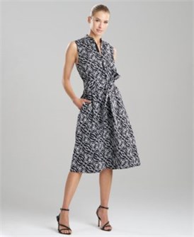 Хлопковое платье А-силуэта с вышивкой от Natori, длина 114 см, утеплённая подкладка, боковые карманы 11238781