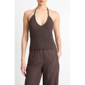 Топ Vince без рукавов с ребристой текстурой, 66% хлопок, 34% полиамид, идеально облегающий 10048838