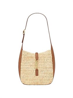 Saint Laurent Сумка Le 5 a 7 из раффии и натуральной кожи, 16x17x7.5 см, с внутренним карманом для карт 11167977