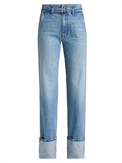 Brandon Maxwell Джинсы The Alexa с поясом-завязкой, карманами и гипюровыми вставками, 100% хлопок, производство США 11166510