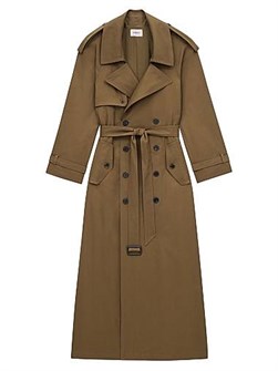 Двубортный хлопковый твиловый тренч Saint Laurent с поясом, Италия 11166127