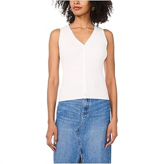 Женский топ от Vince Camuto с V-образным вырезом и пуговицами, состав: 73% хлопок, 23% нейлон, 4% спандекс 10047514