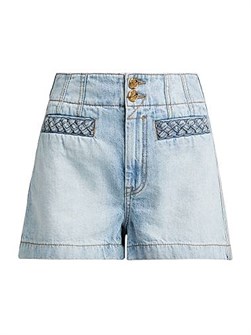 Шорты из варёного денима Zimmermann Lucky с карманами и застёжкой-молнией, 100% хлопок 10043234