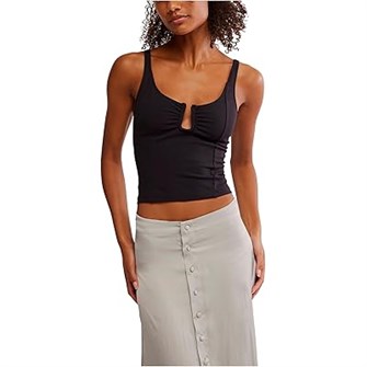 Топ без рукавов Free People Ahead Of The Curve с рюшами и проволочной деталью, 65% полиэстер, 35% хлопок 11230669