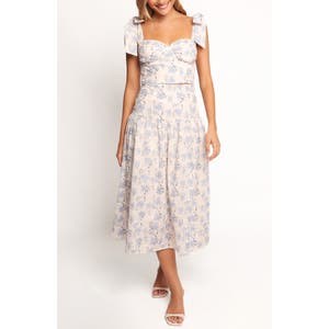 Petal &amp, Pup Хлопковый комплект с цветочным узором Kara: топ и миди-юбка с глазковым узором, 100% хлопок, регулируемые бретели 10049449