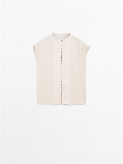 Жилет Massimo Dutti из 100% льна с пуговицами и открытыми плечами 11201997