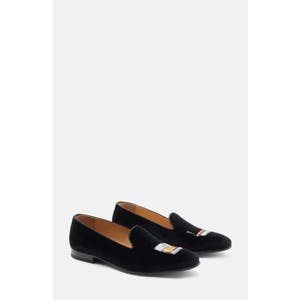 Тапочки Tom от SCAROSSO, изготовленные вручную из мягкого бархата с вышивкой и кожаной подошвой 10049589