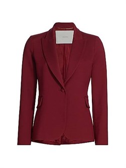 Однобортный пиджак Adam Lippes из смеси шелка и шерсти с классическими лацканами и облегающим силуэтом 11168598