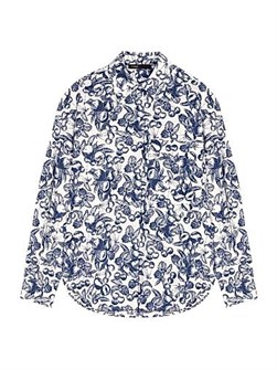 Лонгслив Maje из 100% хлопка с фруктовым принтом, классическим воротником и удлиненной спинкой, стандартной посадки 11167855