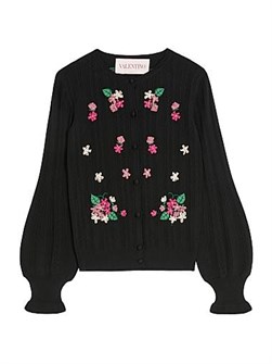 Valentino Garavani кардиган из 100% новой шерсти с цветочной вышивкой, произведено в Италии 11167921