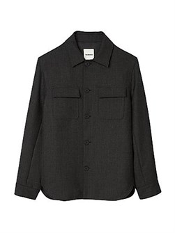Мужская шерстяная overshirt Sandro с воротником-стоечкой, длинными рукавами и карманами на пуговицах 11167822