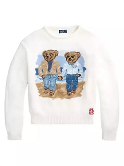 Polo Ralph Lauren Хлопковый свитер Ralph &amp, Ricky Bear с длинными рукавами и круглым вырезом, 100% хлопок 10042174
