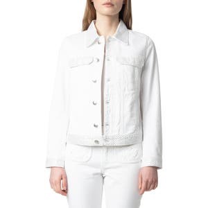 Джинсовая куртка Kioky с пуговичной застежкой и стразами от Zadig &amp, Voltaire, 100% хлопок 10042780