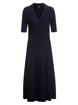 Платье Boss из вискозы с V-образным вырезом и рифленой текстурой, комфортная посадка, длина 118 см 10043148