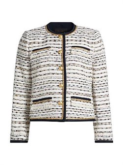Kobi Halperin Kiera Striped Tweed Collarless Jacket 11028521