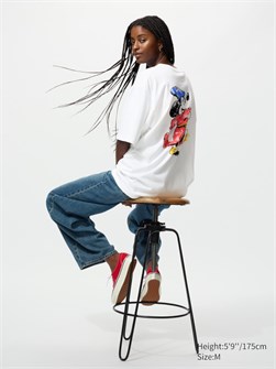 Uniqlo Футболка Disney Art с изображением Микки Мауса-чародея, 100% хлопок, стильный молодежный дизайн 11230230