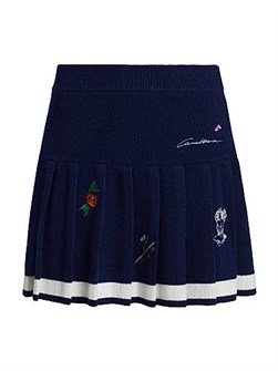Плиссированная мини-юбка из мериносовой шерсти и кашемира с вышивкой от Casablanca и эластичным поясом 11027569