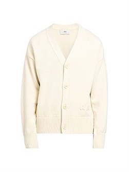 Кардиган AMI Paris с вышитым логотипом из мягкого хлопка, на пуговицах, с длинными рукавами, сделан в Португалии 11023549