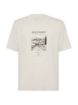 Brunello Cucinelli Футболка Solomeo из 100% хлопка с круглым вырезом и боковыми разрезами, Италия 11028485