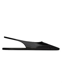 Saint Laurent Балетки Babylone Slingback из гладкой кожи с открытым носком и логотипом Cassandre 11168055