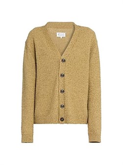 Шерстяной кардиган Maison Margiela с V-образным вырезом и длинными рукавами, 55% шерсть, 45% хлопок 11024263