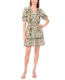 Молодежное женское платье А-силуэта с короткими рукавами и V-образным вырезом от Msk 11239660