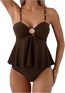 Женский раздельный купальник Gorglitter с высокой талией и металлическим декором, 80% полиамид, 20% эластан 11241379