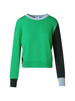 Свитер из шерсти Akris punto с цветной блокировкой, лонгслив, круглый вырез, 100% шерсть 11011134