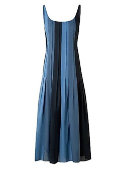 Миди-платье А-силуэта с панелями и складками от Akris Punto, без рукавов, 100% хлопок 11011754