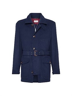 Brunello Cucinelli Лёгкая водоотталкивающая сафари-куртка с поясом из 100% итальянского кашемира 11167900
