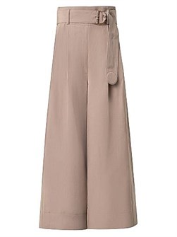 Широкие льняные брюки-колоты Fiorella с поясом и карманами от Akris punto 11018623