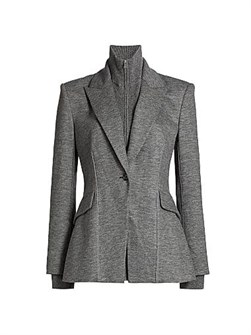 Simkhai Блейзер Auden из шерстяной смеси с длинными рукавами, моделированный воротником и боковыми карманами 11018717