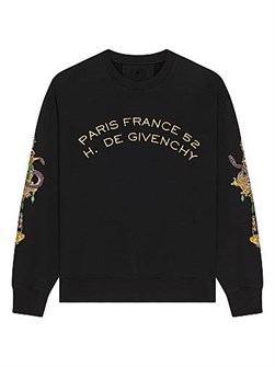 Флисовое худи Givenchy с вышивкой змеи и люстры, классический фасон, 100% хлопок 11169759