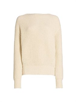 Лонгслив Jil Sander из шерсти и хлопка с круглым вырезом, бантом и опущенными плечами 11165736