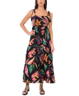 Тропическое макси-платье с принтом и веревочными бретелями от Vince Camuto 11226529
