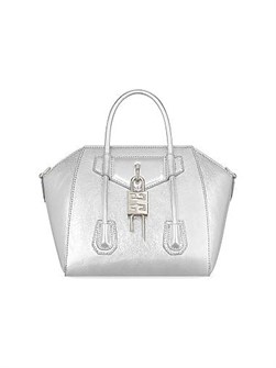 Givenchy Мини-сумка Antigona Lock из металлизированной кожи с магнитной застежкой и регулируемым ремешком 11165766