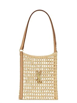 Saint Laurent Мини-сумка из натуральной рафии и растительной кожи Oxalis с двойным плечевым ремнем 11168034