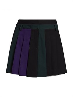 anOnlyChild Мини-юбка Savanna из 100% шерсти с плиссировкой, двойным поясом и петлями для ремня 11165088