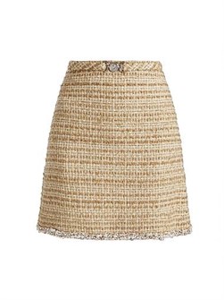 Мини-юбка из хлопкового твида с поясом и украшенным подолом от Versace, Италия 11168329