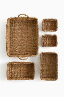 H&amp,M Комплект из 5 плетёных корзин для хранения: большая 40 x 25 x 15 см, средние 36 x 24 x 12 см, маленькие 20 x 16 x 9 см 11166077