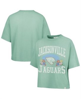 Женская укороченная футболка Jacksonville Jaguars в мятном цвете, 100% хлопок от бренда ',47 Brand - модель Florentina Montauk 11223184