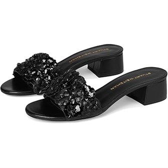 Слайдеры Stuart Weitzman MEADOW BLOCK SLIDE 35 из натуральной кожи с открытым носком и блочным каблуком 10047317