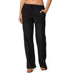 Edikted Молодежные штаны Lemon с завязками из 100% хлопка с полупрозрачными вставками и широкими штанинами 10048209