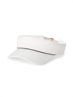 Brunello Cucinelli Нейлоновая шляпа-визор с блестящей декоративной лентой и регулируемым кожаным ремешком 11168029