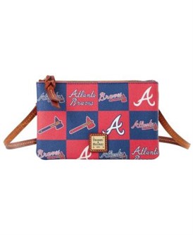 Dooney &amp, Bourke Сумка через плечо Atlanta Braves с верхней застежкой, выполненная из 100% хлопка и кожи, с регулируемым ремнем, размер 19 x 1,3 x 12,7 см 11173399