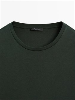 Молодёжная облегающая футболка Massimo Dutti с коротким рукавом из смеси хлопка 11201875